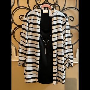 PRETTY ALRRED DUNNER 1X BLACK TANK WITH BLACK, GOLD, WHITE SPARKLY CARDIGAN